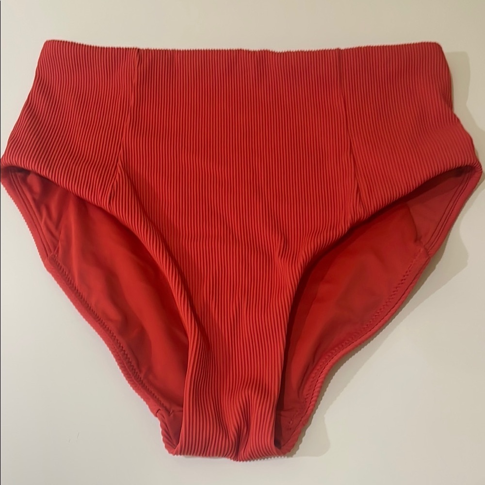 Red High-Waisted Bikini Bottom